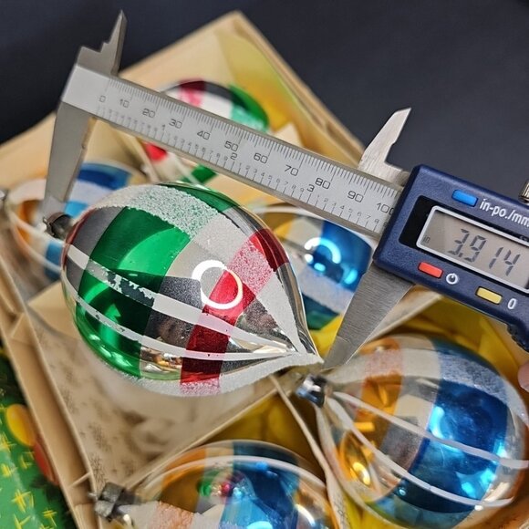 Large East Germany Christmas Ornament 6pc Baubles Oblong Mercury Glass 4" X 2.5" - Picture 10 of 16